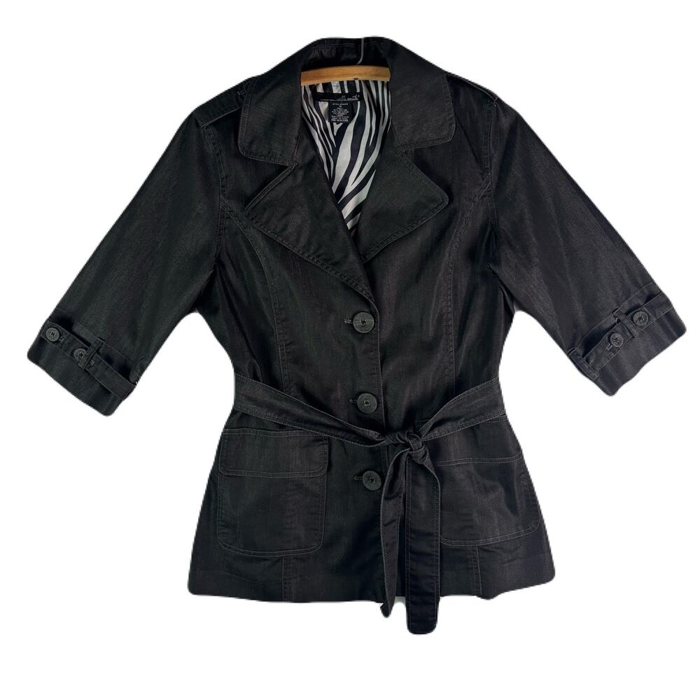 WILLI SMITH Black Belted Jacket with 3/4 Sleeves Womens Size M